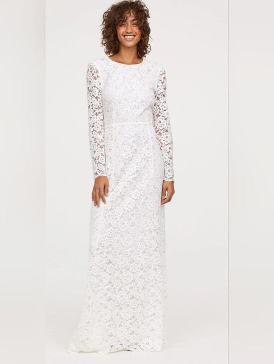 H&M Dresses & Skirts - White Lace Long-Sleeve Wedding Dress